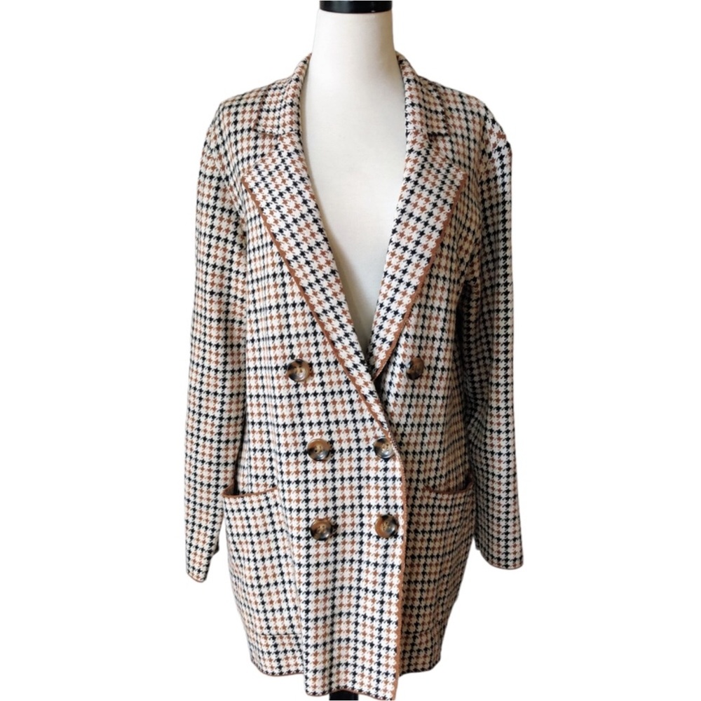 Women's Houndstooth Double-Breasted Blazer Marled